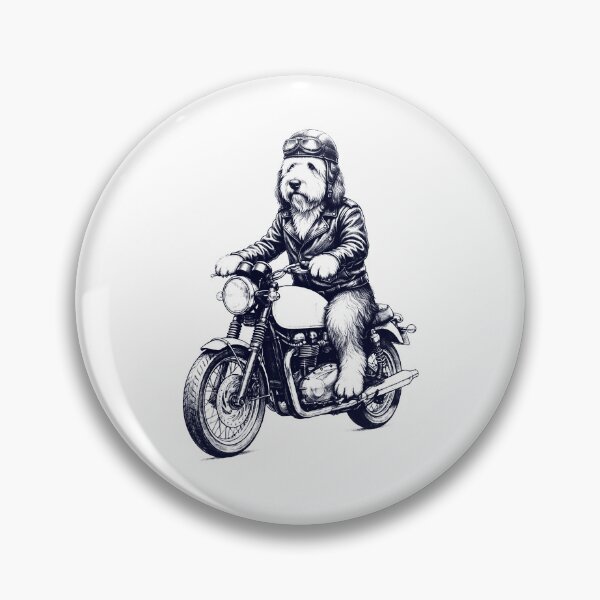 Item preview, Funny Old English Sheepdog Motorcycle Motorbike Dog Lover designed and sold by dian-rody-crest.