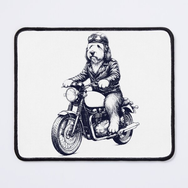 Artikelvorschau, Lustiger Old English Sheepdog Motorradfahrer Hundeliebhaber entworfen und verkauft von dian-rody-crest.