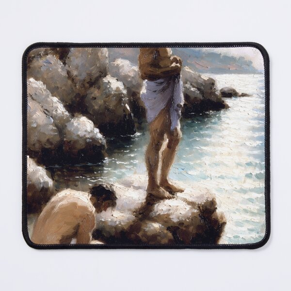 Item preview, Vintage Male Bathers on Rocky Coast designed and sold by Seduction-art.