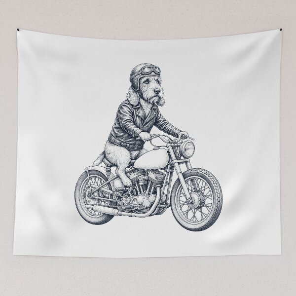 Aperçu de l'œuvre Petit Basset Griffon Vendéen drôle, moto, amoureux des chiens créée et vendue par dian-rody-crest.
