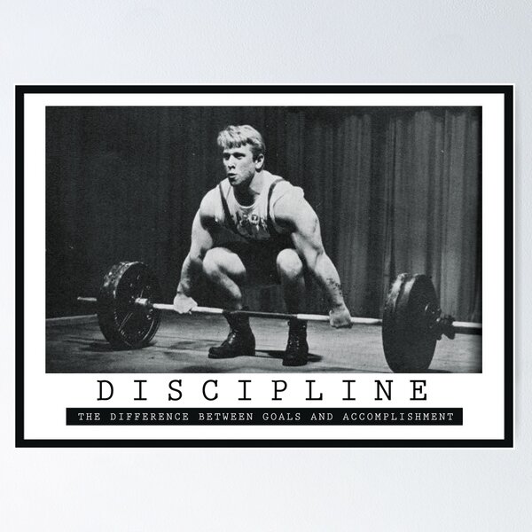 Vista previa del artículo con la obra «DISCIPLINE - Cita inspiradora de culturismo», diseñado y vendido por superfitstuff.