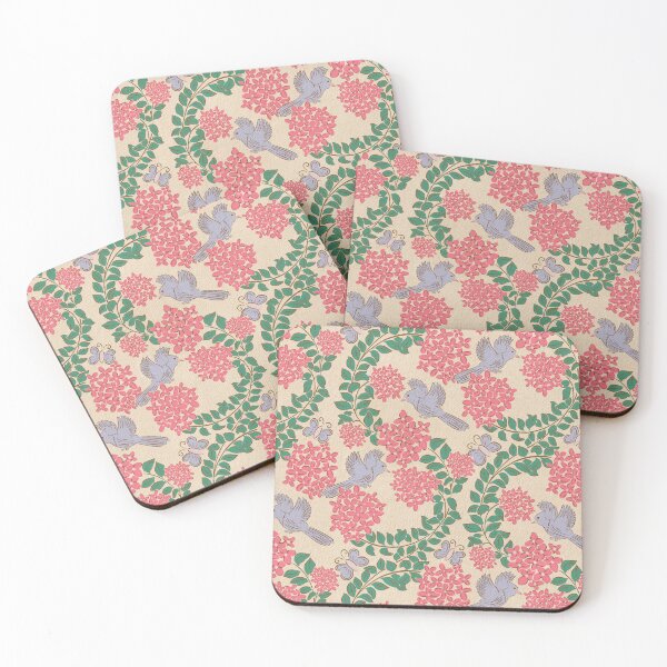 Item preview, Pink Hydrangeas flower , Floral garden , birds, butterflies, vintage hydrangea’s floral bouquet  designed and sold by DColourMuse.