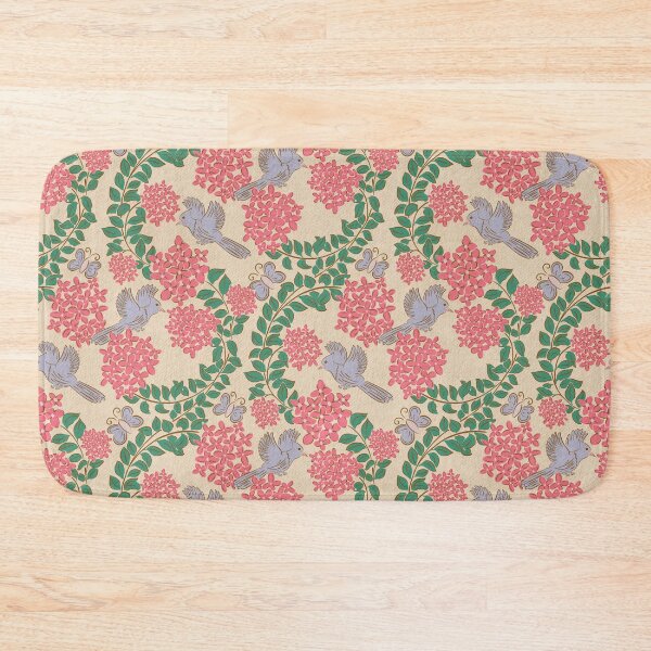 Item preview, Pink Hydrangeas , Floral garden , birds, butterflies, vintage hydrangea’s floral bouquet designed and sold by DColourMuse.