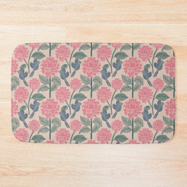 Item preview, Pink Hydrangeas flower , Floral garden , birds, butterflies, vintage hydrangea’s floral bouquet  designed and sold by DColourMuse.