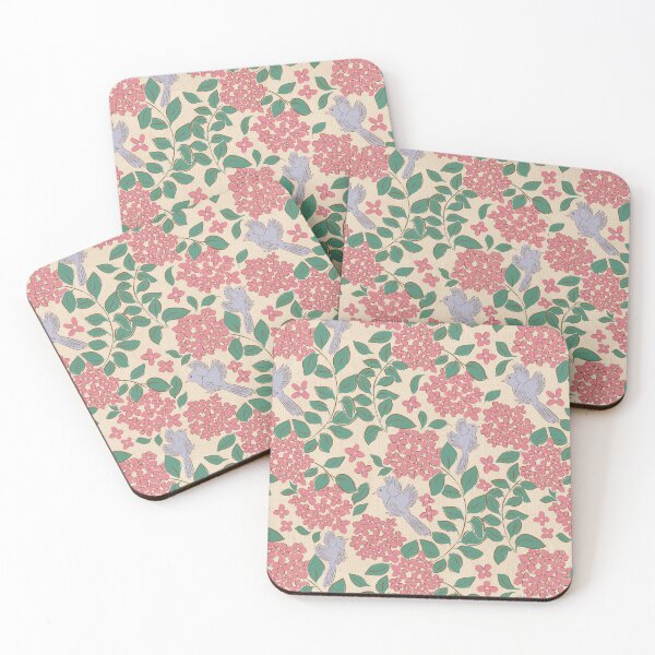 Item preview, Pink Hydrangeas flower , Floral garden , birds, butterflies, vintage hydrangea’s floral bouquet  designed and sold by DColourMuse.