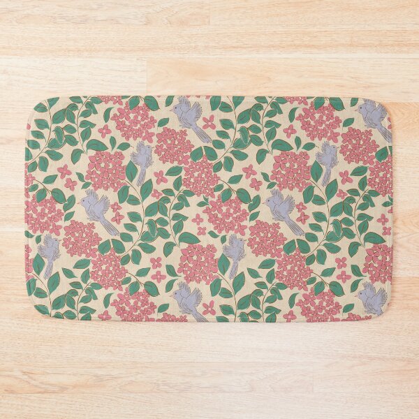 Item preview, Pink Hydrangeas flower , Floral garden , birds, butterflies, vintage hydrangea’s floral bouquet  designed and sold by DColourMuse.