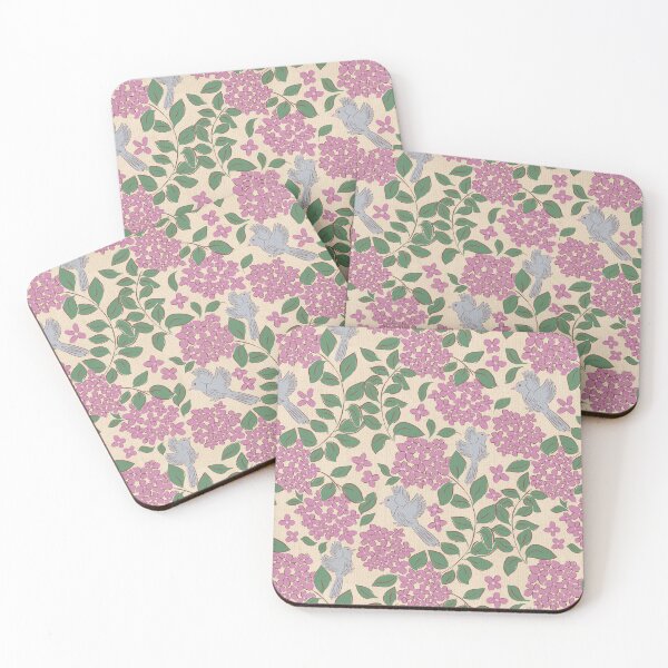 Item preview, Pink Hydrangeas flower , Floral garden , birds, butterflies, vintage hydrangea’s floral bouquet  designed and sold by DColourMuse.