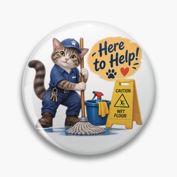 Item preview, Custodian Cat Here to Help 1A designed and sold by CrumbBumStudio.