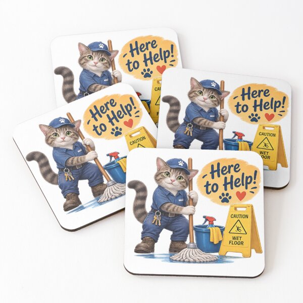 Item preview, Custodian Cat Here to Help 1A designed and sold by CrumbBumStudio.