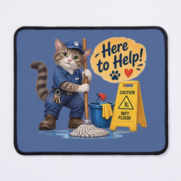 Item preview, Custodian Cat Here to Help 1A designed and sold by CrumbBumStudio.
