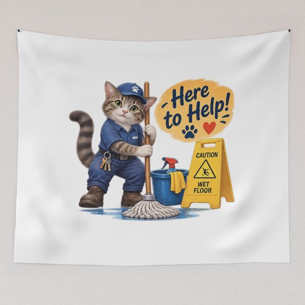 Item preview, Custodian Cat Here to Help 1A designed and sold by CrumbBumStudio.