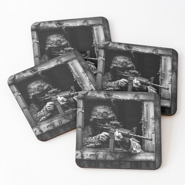 Item preview, Tactical Soldier with Rifle Black and White Military Combat Art Design designed and sold by inkoutninja.