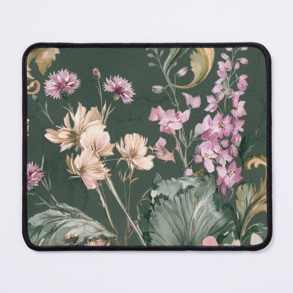 Item preview, Mauve Pink & Olive Green Watercolor Floral Pattern – Dark Botanical Art designed and sold by FawnFeatherCo.