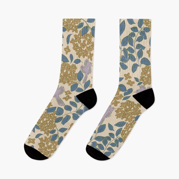 Item preview, Hydrangeas golden flower , Floral garden , birds, butterflies, vintage hydrangea’s floral bouquet  designed and sold by DColourMuse.