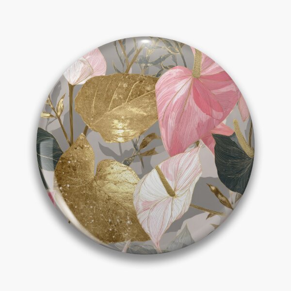 Item preview, Elegant Pink Anthurium and Gold Tropical Floral Pattern designed and sold by ImPlyDesign.