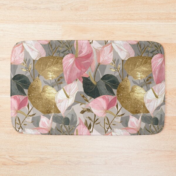 Item preview, Elegant Pink Anthurium and Gold Tropical Floral Pattern designed and sold by ImPlyDesign.