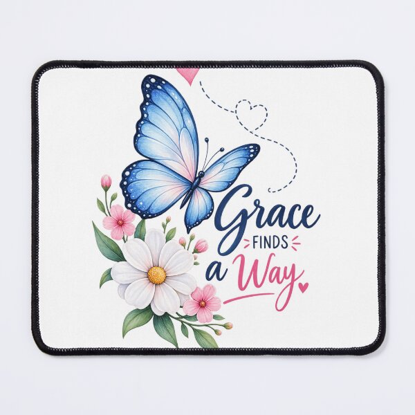 Item preview, Grace Finds a Way – Blue Butterfly Floral Inspirational designed and sold by ✨ Daily Vibe Studio ✨.
