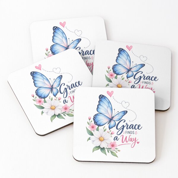 Item preview, Grace Finds a Way – Blue Butterfly Floral Inspirational designed and sold by ✨ Daily Vibe Studio ✨.