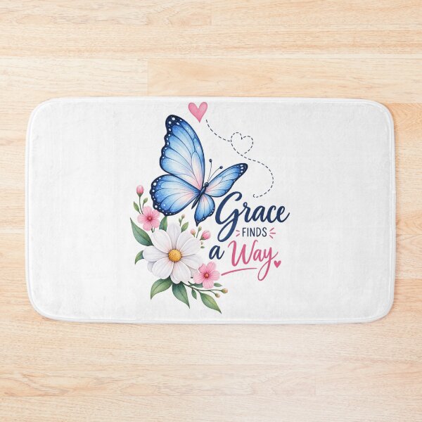 Item preview, Grace Finds a Way – Blue Butterfly Floral Inspirational designed and sold by ✨ Daily Vibe Studio ✨.