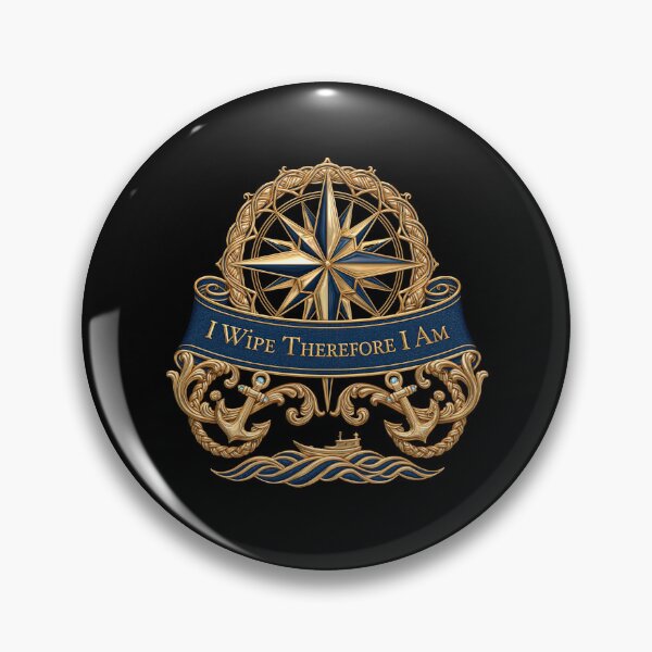 Item preview, I Wipe Therefore I Am - Nautical Compass Emblem Ornate Maritime Design designed and sold by Rocky Mountain Artistry.