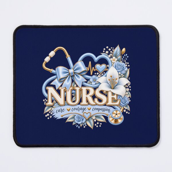 Item preview, Blue Floral Nurse – Care Courage Compassion designed and sold by HO•Designs.