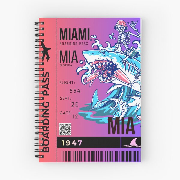Item preview, Miami Florida Boarding Pass Stylized Shark designed and sold by InkWhirl.