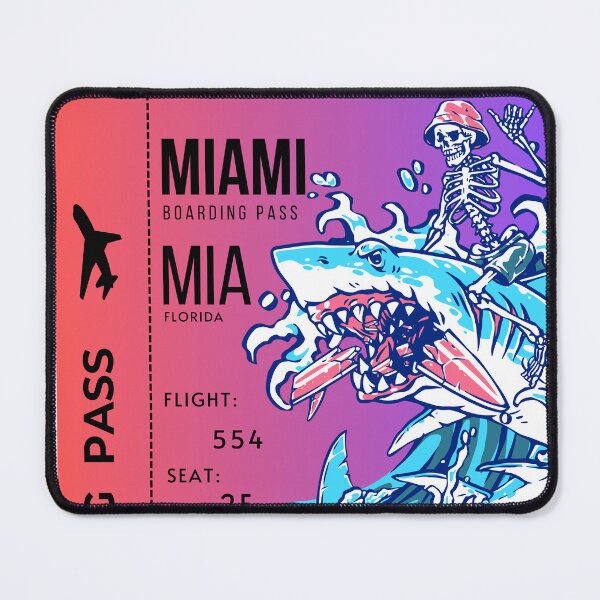 Item preview, Miami Florida Boarding Pass Stylized Shark designed and sold by InkWhirl.