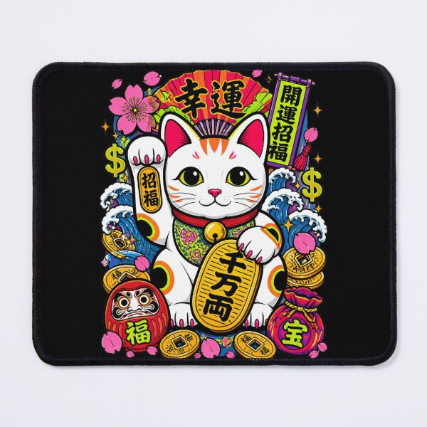 Item preview, Retro Neon Maneki Neko Lucky Cat Pop Art designed and sold by Skyrocketz.