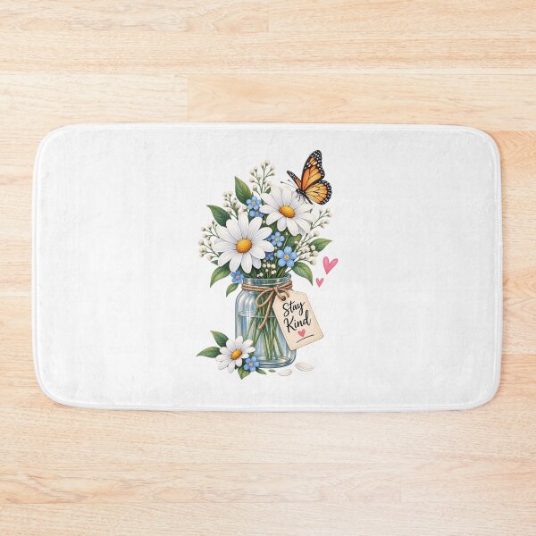 Item preview, Stay Kind Floral Mason Jar – Cute Daisy & Butterfly Nature Design designed and sold by ✨ Daily Vibe Studio ✨.