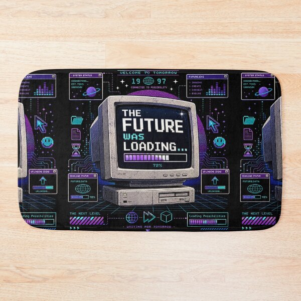 Item preview, The Future Was Loading – 90s Retro Futuristic Computer Nostalgia T-Shirt designed and sold by QueenStore-USA.