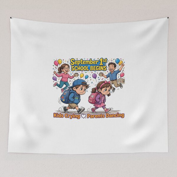 Item preview, Code September 1st School Begins Kids Crying Parents Dancing White Heart designed and sold by Csaba1983.