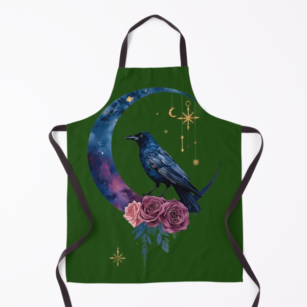 Item preview, Celestial Cosmic Raven Crescent Moon Iridescent Mystic Bird Art designed and sold by SRK-369.
