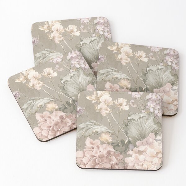 Item preview, Dusty Pink & Taupe Hydrangea Watercolor Pattern – Neutral Botanical Art designed and sold by FawnFeatherCo.