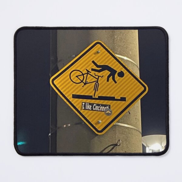 Item preview, Railroad Tracks Falling Off Bike Yellow Warning Sign designed and sold by trixie666.