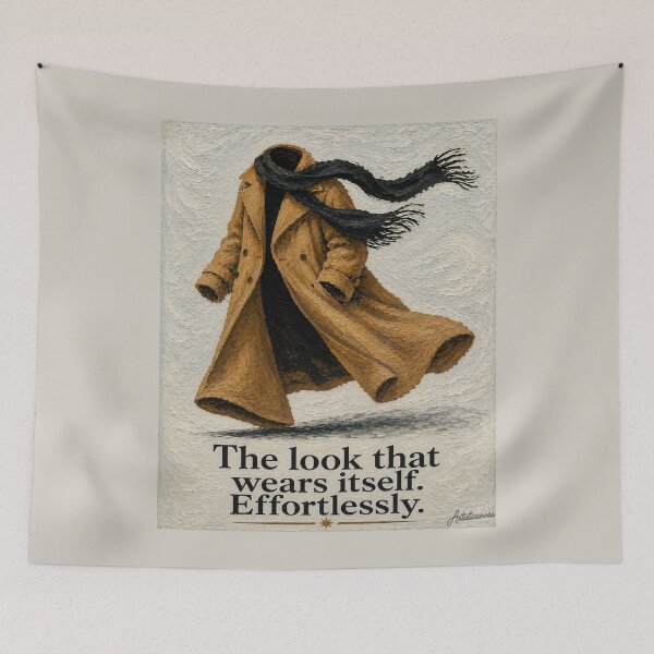 Item preview, Floating Oversize Coat Walks Alone Surrealist Fashion Camel Art designed and sold by Artisticanvas.