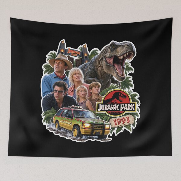 Item preview, Jurassic Park 1993 Vintage Tribute - Adventure and Tyrannosaurus Rex Art designed and sold by killem667.