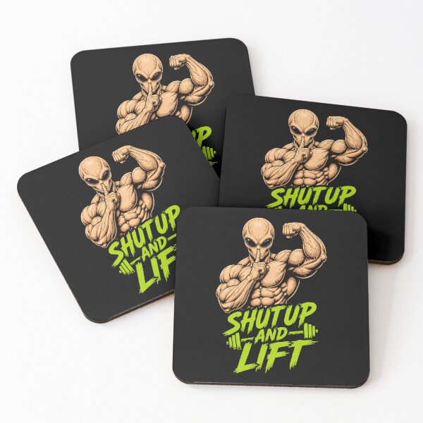 Item preview, Shut Up and Lift Funny Gym Alien Bodybuilding Meme designed and sold by UrbaneVibeCo.