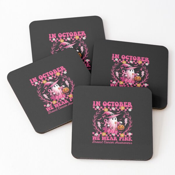 Item preview, In October We Wear Pink Ghost Witch Breast Cancer Awareness Graphic designed and sold by abig-eiyana.