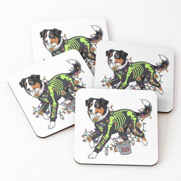 Item preview, Spooky Australian Shepherd Graphic Art – Pop Art Aussie Skeleton Dog for Halloween designed and sold by Wennebabs.