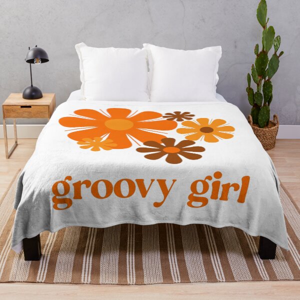 Item preview, Retro 70s Flowers Groovy Girl Vintage Orange and Brown designed and sold by kierkegaard.
