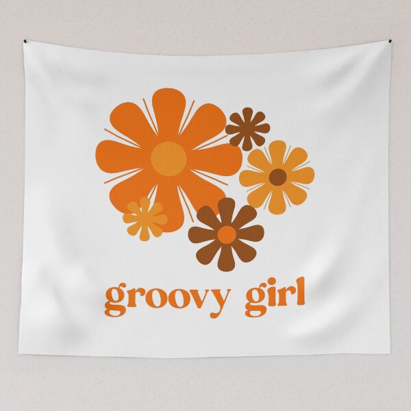 Item preview, Retro 70s Flowers Groovy Girl Vintage Orange and Brown designed and sold by kierkegaard.