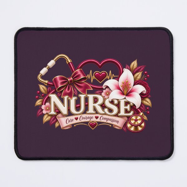 Item preview, Burgundy Floral Nurse – Care Courage Compassion designed and sold by HO•Designs.