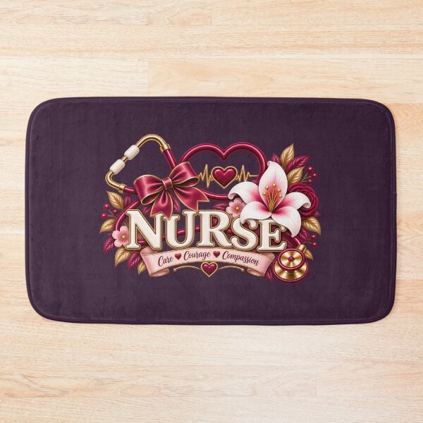 Item preview, Burgundy Floral Nurse – Care Courage Compassion designed and sold by HO•Designs.