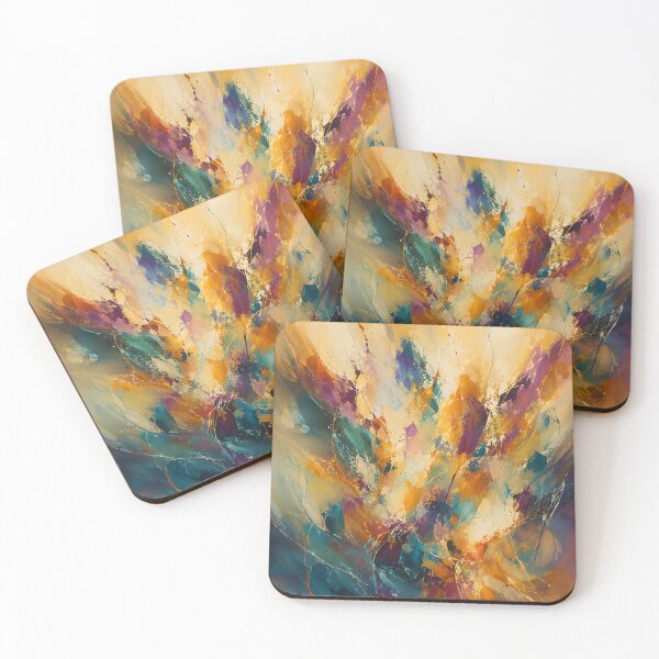 Item preview, Golden Teal Abstract Expressionist Painting with Jewel Tones designed and sold by GutyzDesignsES.