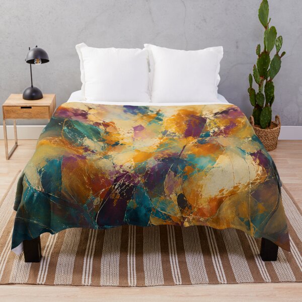 Item preview, Golden Teal Abstract Expressionist Painting with Jewel Tones designed and sold by GutyzDesignsES.