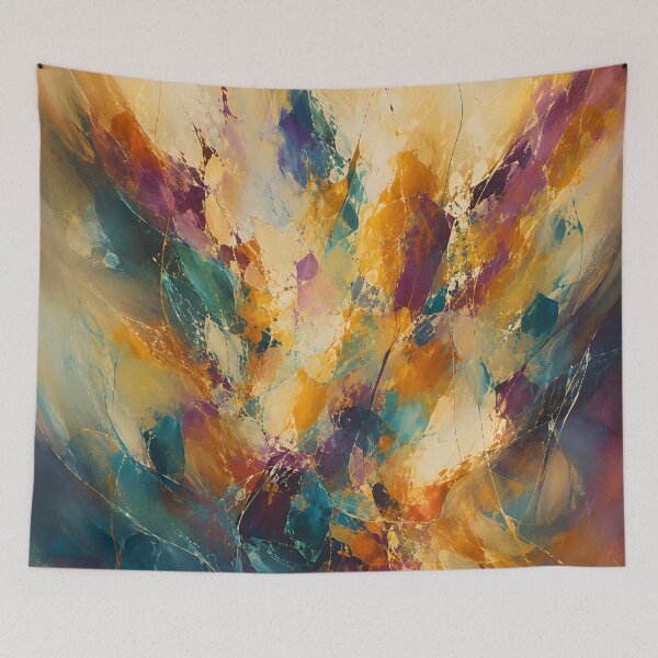 Item preview, Golden Teal Abstract Expressionist Painting with Jewel Tones designed and sold by GutyzDesignsES.