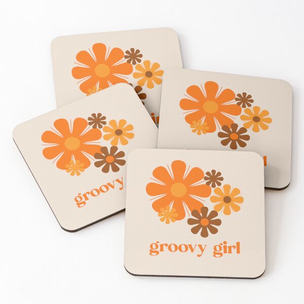 Item preview, Retro 70s Flowers Groovy Girl Vintage Orange and Brown designed and sold by kierkegaard.