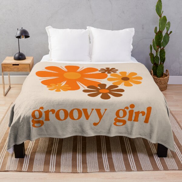 Item preview, Retro 70s Flowers Groovy Girl Vintage Orange and Brown designed and sold by kierkegaard.