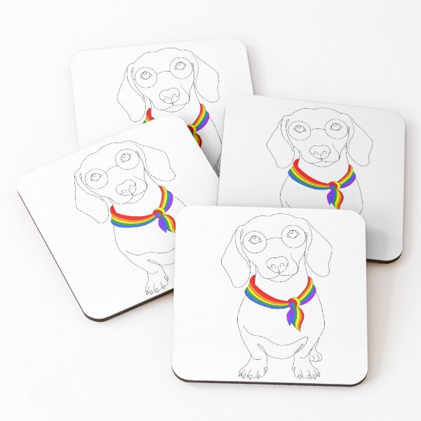 Item preview, Minimalist Dachshund with Glasses & Pride Bandana designed and sold by TrueColorAr.
