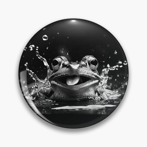 Item preview, Splashing Frog Close-Up Black and White Amphibian Wildlife Art Design designed and sold by inkoutninja.